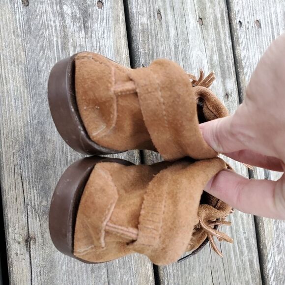 Vintage 70s Western Boho NativeMoccasins Beaded Thunderbird Suede Leather Fringe - Picture 3 of 6